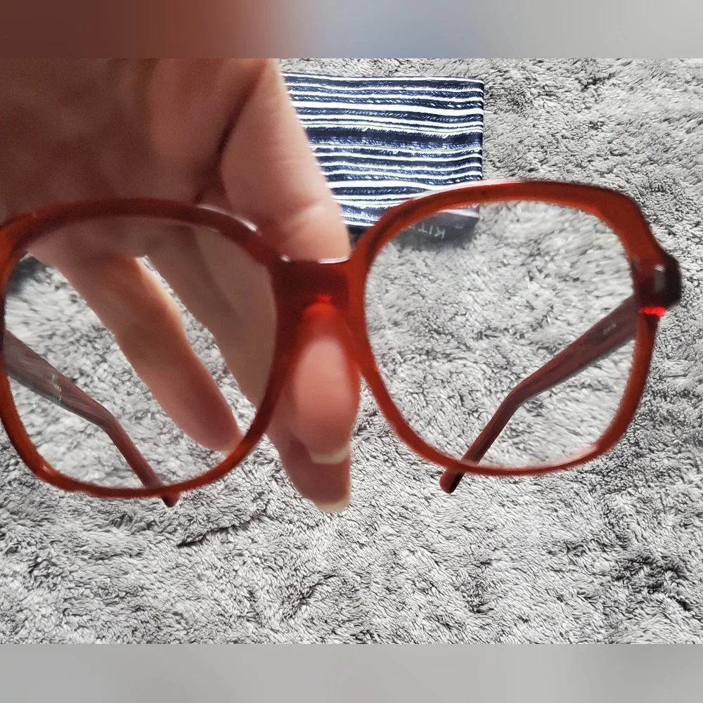 ​KITS Sunday Cognac Amber Oversized Square Reading +2 Eyeglasses 57-16-150 KCG01